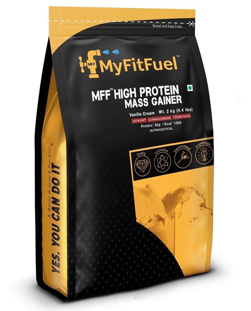 MyFitFuel MFF High Protein Mass Gainer 2 kg (4.4 lbs) Vanilla Crème