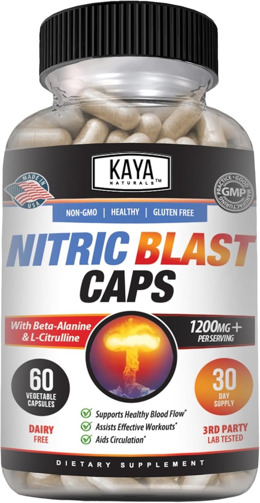Kaya Naturals - Nitric Blast Potent All- Natural Herbal Supplement for Maximum Health Affavies 124; Pre- Workout Worthout