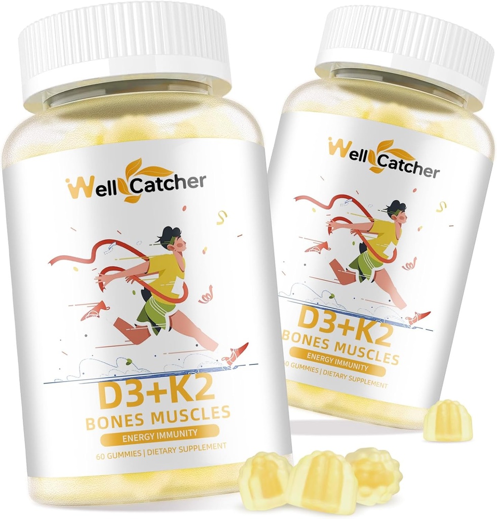 D3 K2-vitamin Gummeusok - D3-vitamin 5000NE K2 (MK-7) 120mcg kiegészítők B-vitaminnal Komplex Cukor Ingyenes felnőttek részére Supports Csontfogak Erő Immun Mango Flavor 60 Számok 2