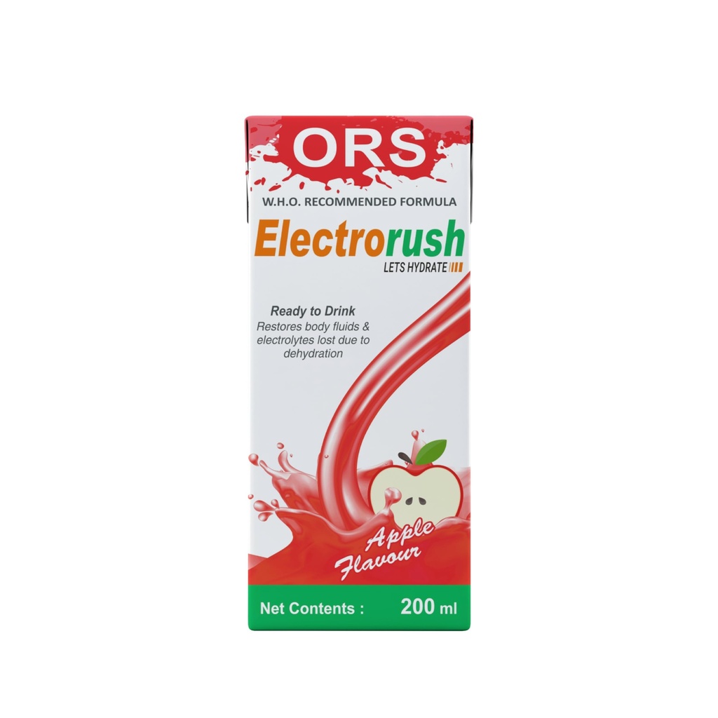 Apple ORS Drink 200ml (Pack of 6) | Ready-to-Drink Electrolyte Beverage | Hydration & Rehydration Drink with Sodium, Potassium & Dextrose | Apple Flavour | No Caffeine