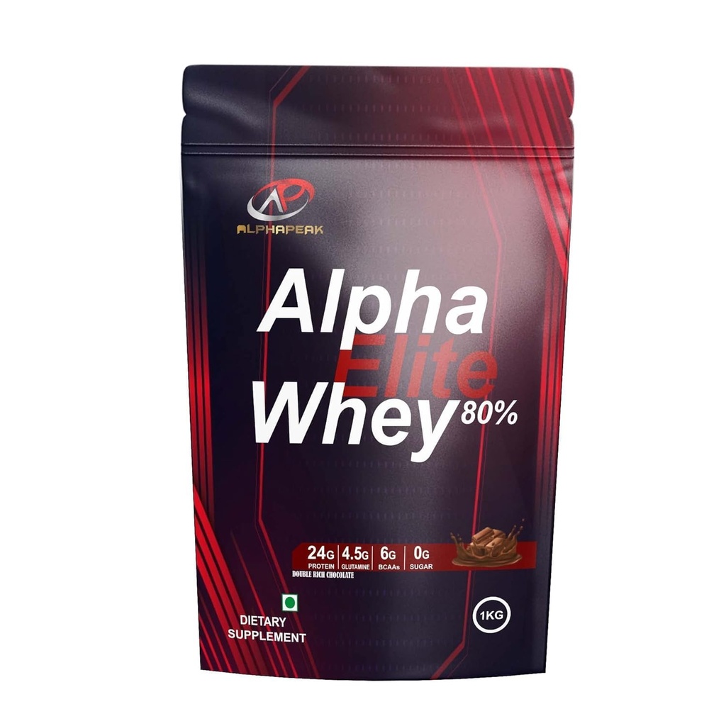 Alphapeak ALPHA ELITE 80% WHEY Protein serving with Digestive Enzymes,Vitamin & Minerals Chocolate Flavour (100)