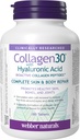 Webber Naturals Collagen30 Hyaluronic Acid-ekin, Collagen Peptides bioaktiboekin, 180 Tablet-ekin, begi-burdinak eta aurpegi-lerro ederra murrizten laguntzen du, ez GMO