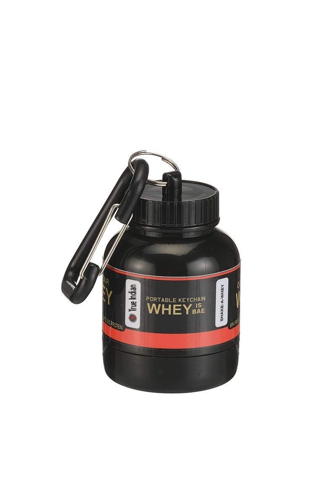 Protein Powder and Supplement Funnel Keychain, Portable to-Go Container for The Gym, Workouts, Fitness (BLACK)