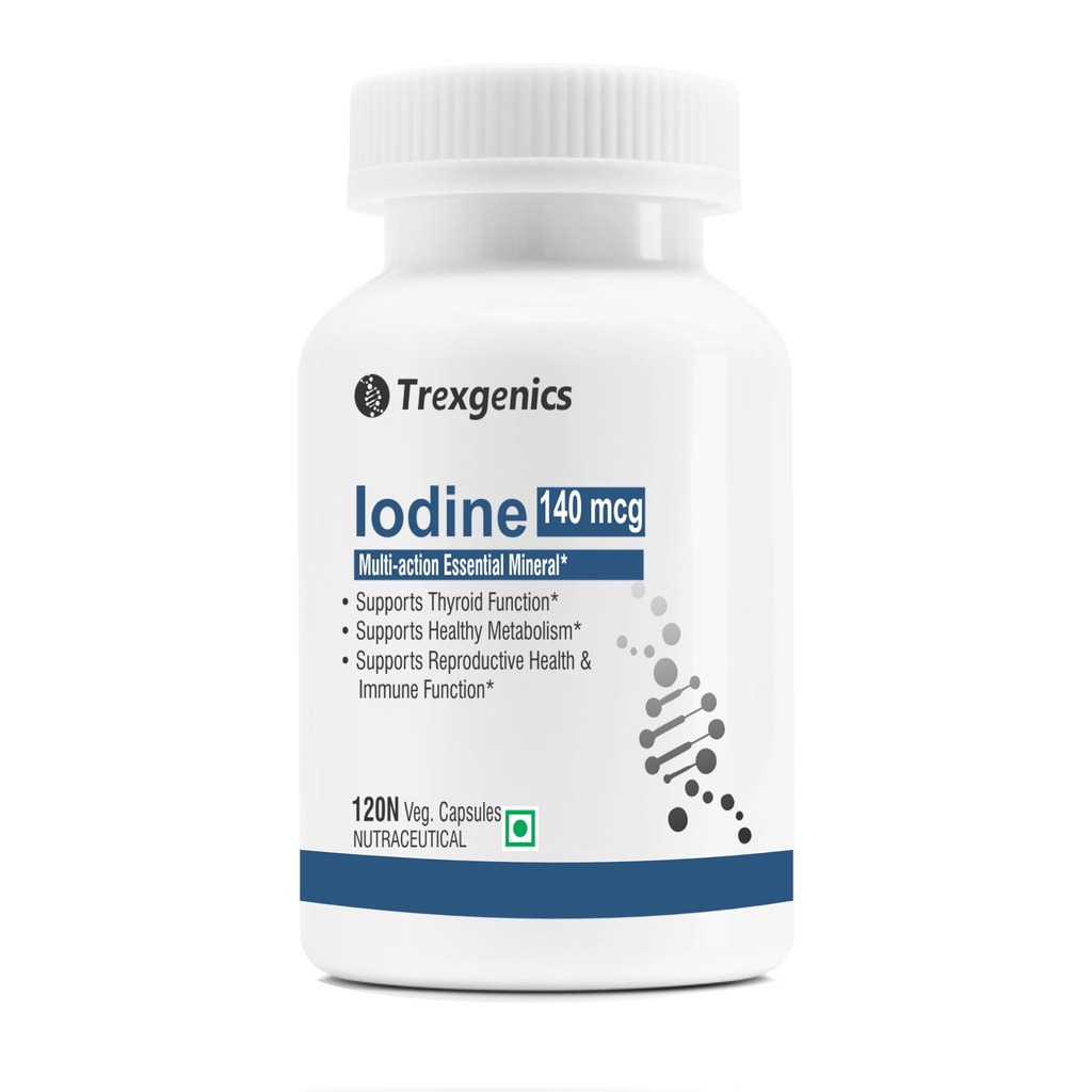 Trexgenics Iodine 140 mcg from Potassium Iodide Multi-Action Mineral for Thyroid Function, Metabolism, Immunity (120 Veg. Capsules)