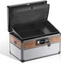 Glosen Medicine Lock Box,locking medicine box, Security Lock Boxes【Medium Black】 12 x 7.68 x 7.87 Inch, First Aid Key Safe Box for Medication
