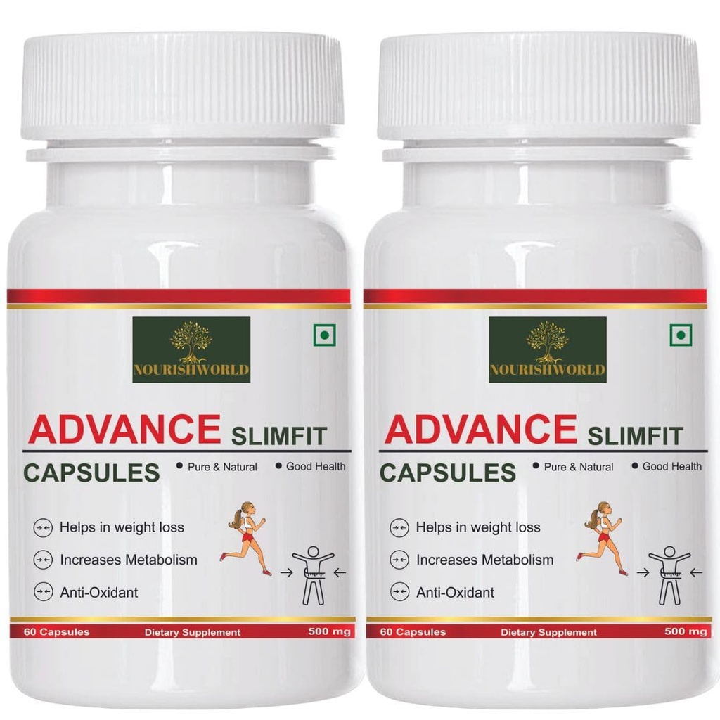 NOURISHWORLD INC | ADVANCE SLIMFIT Ayurvedic Capsules for Scientific Weight Management | For Men & Women (Pack of 2)
