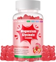 Magnesium Glycinate Gummies 1000mg - Sugar Free Magnesium Potassium supplement with Vitamin D, B6, CoQ10 for cool Mood & sleep Support - 60 Strawberry Gummies