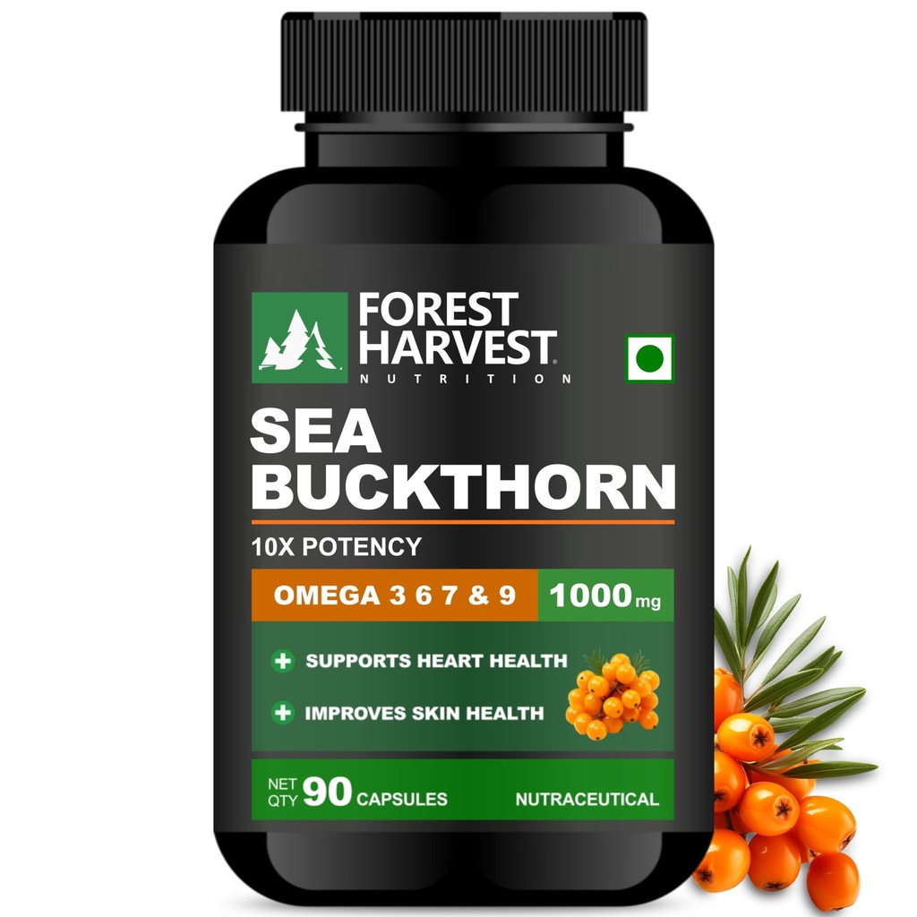 Sea Buckthorn Extract | 10X Potency | 1000 mg Per Serving | 90 Capsules | Skin, Immunity & Heart Health Support