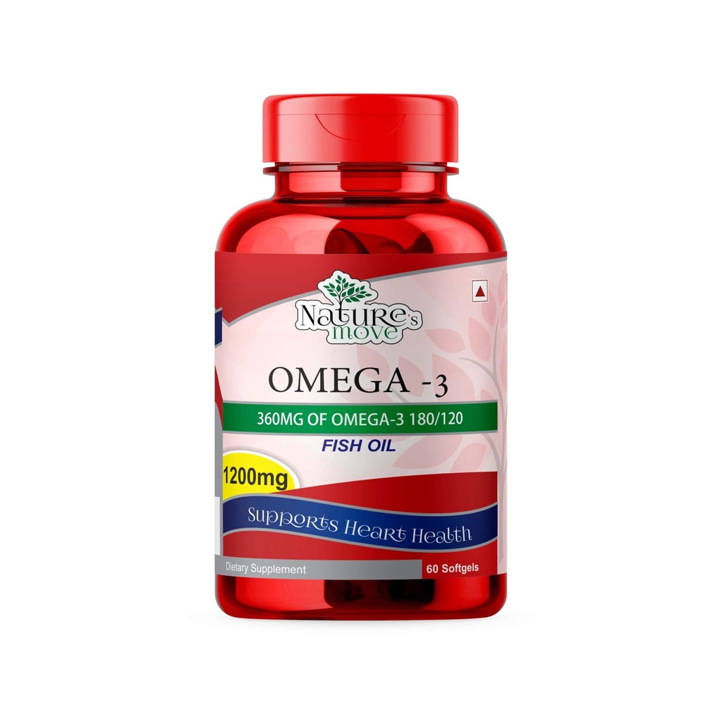 Nature's Move Omega-3 Fish Oil 1200MG | Heart, Brain & Joint Support | 60 Softgels