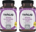 Twinlab Stress B- Complex Caps - Complete B- Complex & 1000 mg Витамин C - Енергийна поддръжка Допълнение с витамин B12 и B6-100 капсули (паковка от 2)