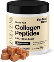 Perfect Keto Collagen Peptides Protein Powder with MCT Oil, Hydrolyzed Collagen, Type I & III Suplement, Gluten Free Grass Fed, Low Carb, Keto Coffee Creamer, Collagen for Women & Men, Salted Caramel