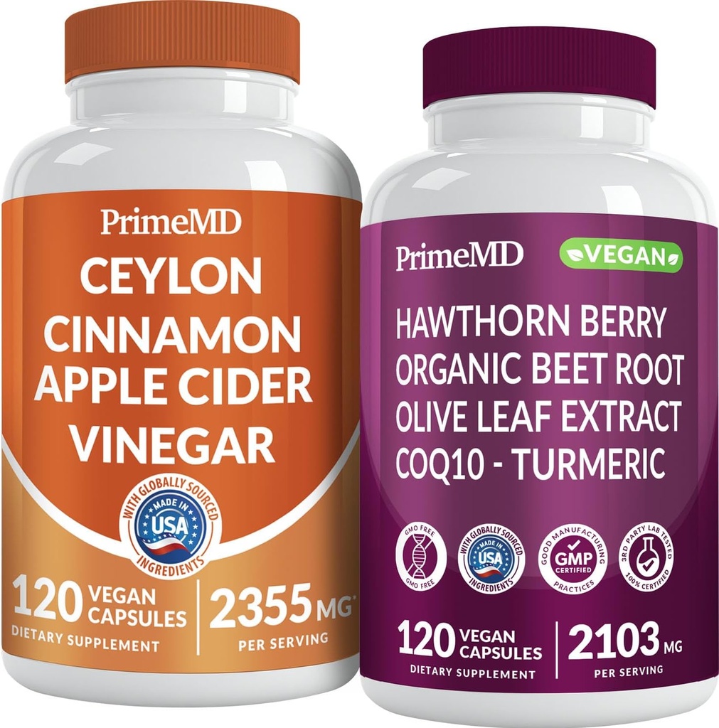 Ceylon cinamon (1 pk) in dušikov oksid (1 pk) dodatek strdek - Močni vitamini za srce, Presnova, Ravnotežje, Cirkulacija, Lipid in Imunska podpora - Non-GMO, Vegan, Gluten-free