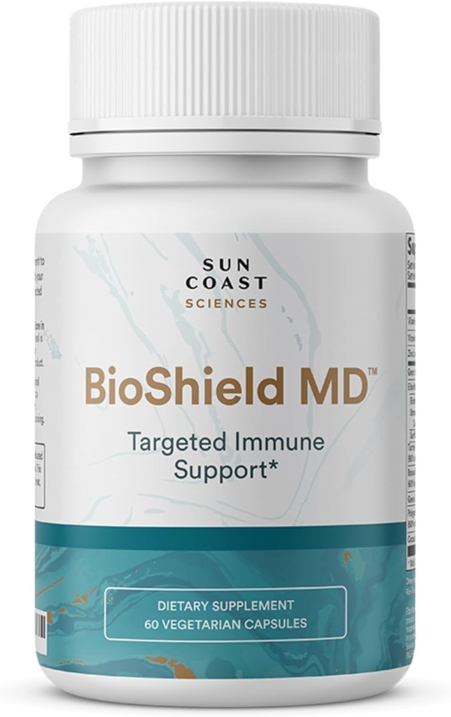 SUN COAST CIÊNCIAS BioShield MD da Imunidade Premium Suporte com Vitamina C, Vitamina D, Zinco, para Foco, Claridade, Juntas Saudável e Recuperação Músculo (60 Cápsulas)