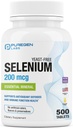 Puregen Labs Selenium 200 mcg Bez rauga Essential Mineral - 500 Veģetārās tabletes - Imūnās un antioksidantu atbalsts - Ne-GMO, bez glutēna, ražots ASV