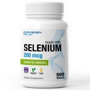 Puregen Labs Selenium 200 mcg Yeast Free Essential Mineral - 500 Vegetarian Tablets | Immune & Antioxidant Support | Non-GMO, Gluten Free