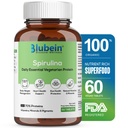 Blubein Spirulina Tablets 2000 mg Per Serving | High-Protein Superfood for Men & Women | Supports Energy, Immunity, Gut Health & Weight Management 100% Organic | Non-GMO & Certified | 60 Tablets