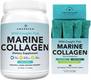 AMANDEAN Marine Collagen Duo. 500g Container + 30 ταξιδιωτικά πακέτα. Hydrolyzed Fish Collagen Peptides για το δέρμα, τα μαλλιά και τα νύχια. Πεσκαταριανή, Κέτο & Παλαιο-Φιλοφιλική, Άγευστη