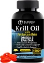 أنتاركتيكا Krill Oil Softgels -1600mg per Serving with 2mg Astaxanthin, High Omega -3 (174mg EPA &quot; 120mg DHA) in Phospholipid Form-Supports Joint, Heart, Skin &quot; Brain Health -60 Lemon-Flavored Softgels