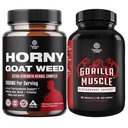 Bundle of Horny Goat Weed with Black Maca Root, Tongkat Ali, Saw Palmetto & Panax Ginseng Extract for Stamina & Energy and Extra Strength Testosterone Booster - Muscle Enlargement Supplement for Men