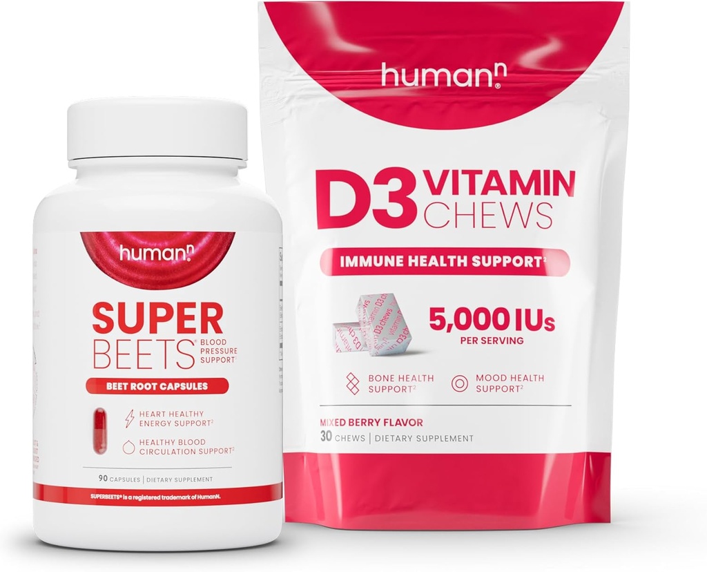 Humann SuperBeets Beet Root Capsules və D3 Chews