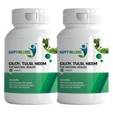 HappyMillions Giloy Tulsi Neem | May Help to Detoxify Skin & Purifying Blood and helps with Fever | Ayurvedic Supplement Pack of 2