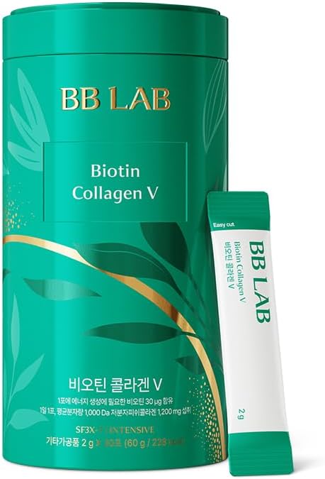 BB LAB milteliai Collagen, SF3X- 7 Intensyvi serija, pagaminta Korėjoje, 30 Sticks (Biotin Collagen V), žalia