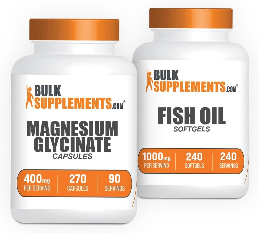 Magnezu Glicynian Kapsułki 240ct + Olej rybny Softgels 240ct Bundle