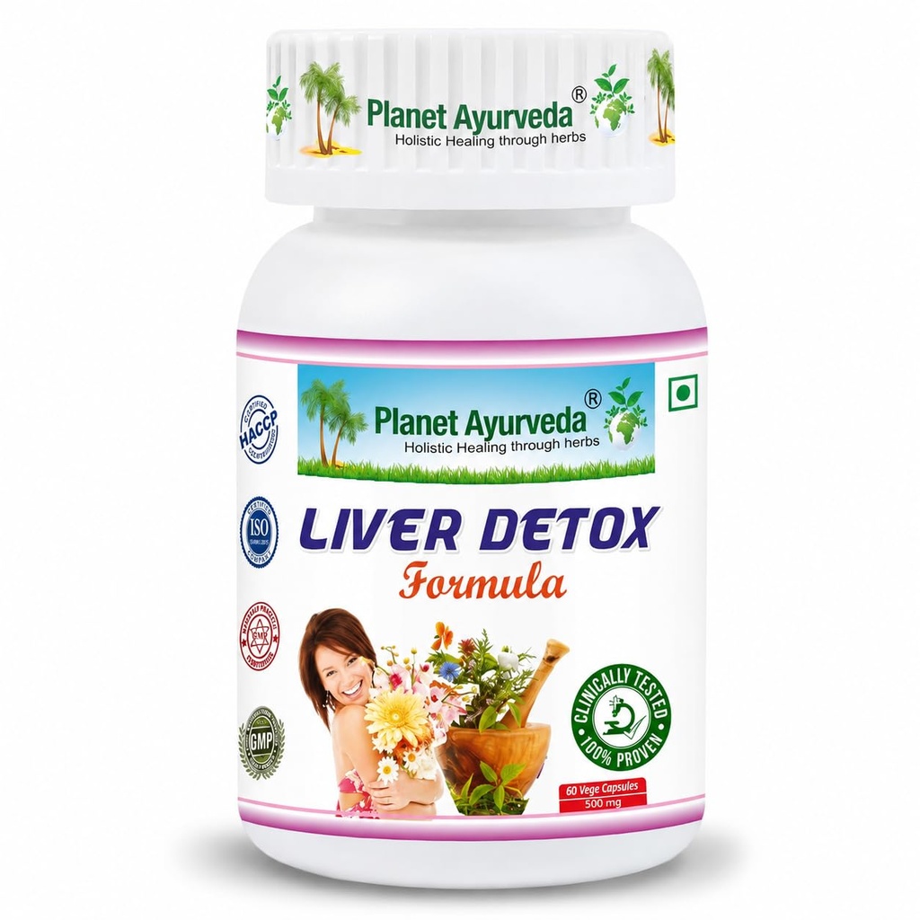Planet Ayurveda's Clinically Tested Liver Detox Supplement 500 Mg | Natural Liver Detox Formula | Helps in Fatty Liver & Digestion | For Men & Women - 60 Veg Capsules