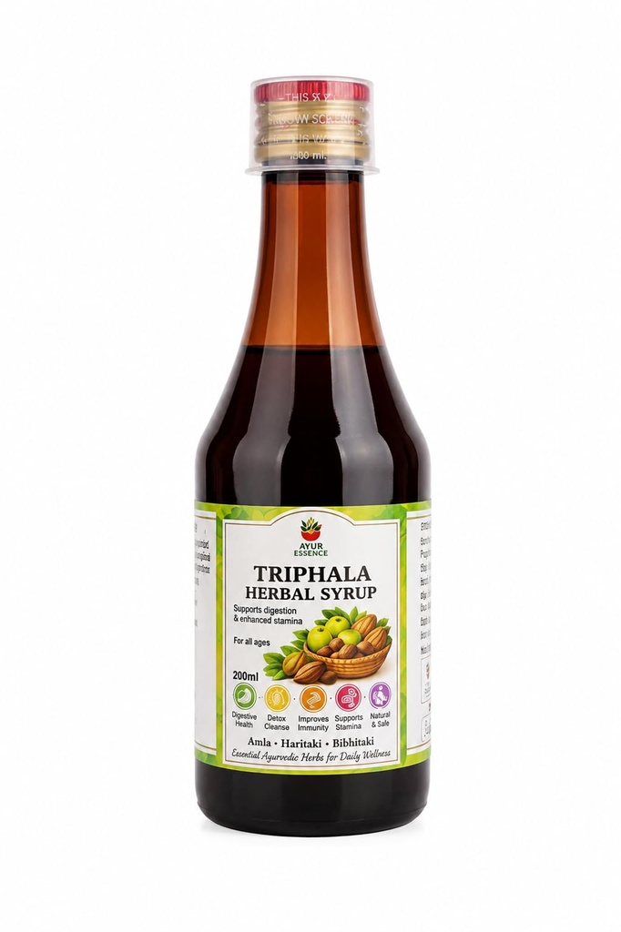 Triphala Herbal Syrup – 200ml Ayurvedic Digestive Health Tonic, Natural Detox & Immunity Booster, Improves Digestion, Stamina & Gut Health for All Ages