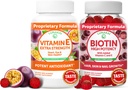 Lunakai E-vitamin és Biotin Gumies Bundle - 3000 µg Gumies felnőttek energia támogatása és a csont egészség - Vitaminok haj, bőr és fiatalos megjelenés
