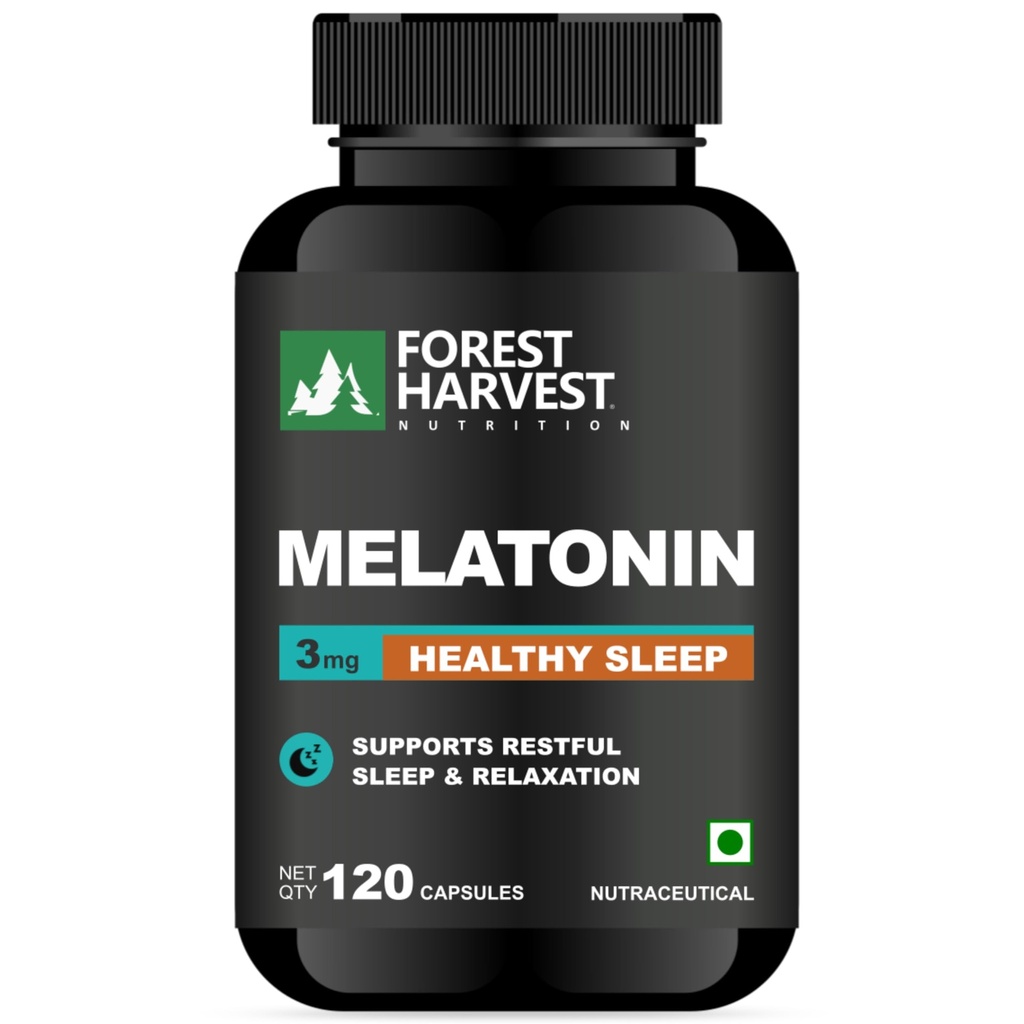 Nutrition Melatonin 3 mg | 120 Capsules | Supports Sleep, Relaxation & Healthy Sleep Cycle | WHO-GMP, ISO, HACCP & FSSAI Certified