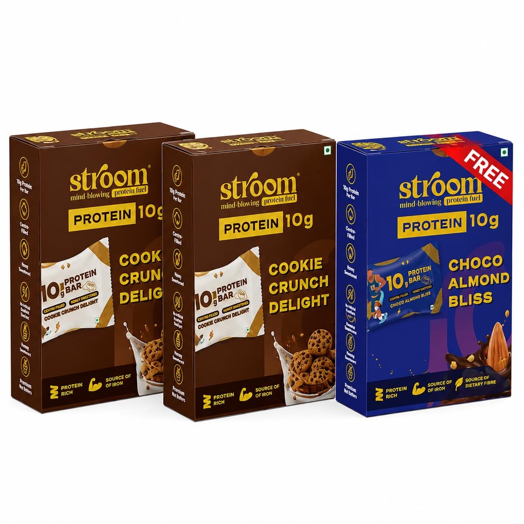 STROOM Centre Filled Protein Bars 10g Cookie Crunch & Choco Almond