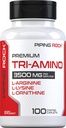 Piping Rock Tri Amino Suplemento TENIDO 100 Caplets ANTE Complejo con L-Arginina, L-Ornithine, L-Lysine ANTE Vegetariano, No GMO, Gluten Free