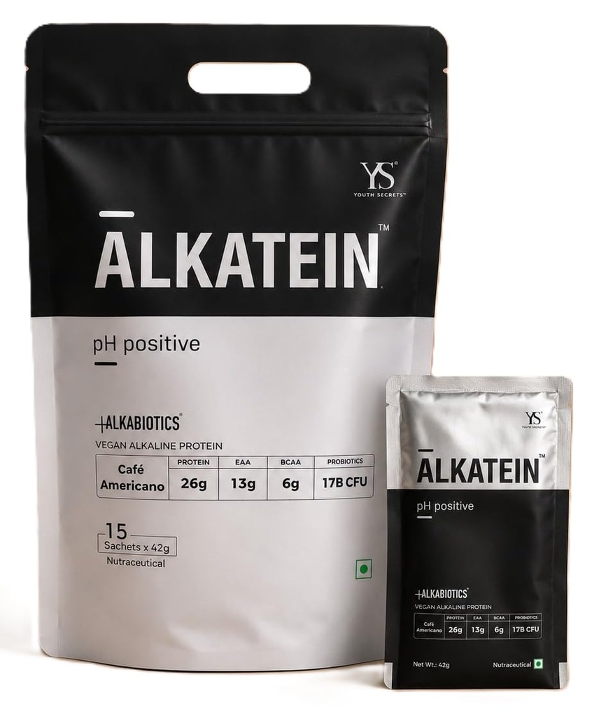 Alkatein Vegan Plant Protein Powder (Coffee) - 630g | Non-Bloating Pea & Brown Rice Blend | With Digestive Enzymes & Probiotics | Alkaline Formula for Gut Health & Recovery | Sugar-Free, Keto Friendly