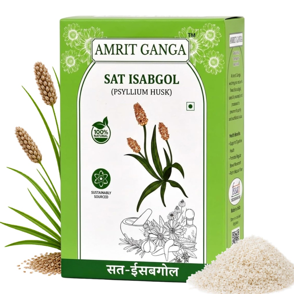 Sat Isabgol Psyllium Husk Powder 200gm | Natural Fibre Supplement for Digestion, Gut Health And Irritable Bowel Syndrome, Effectively Relieves Constipation | Isabgol Bhusi | No Added Sugar Or Preservatives | Gluten Free