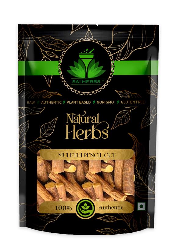 SAI HERBS Mulethi Sticks for Eating Raw Herb | Mulathi Spl | Glycyrrhiza Glabra | Licorice | Pure & Natural | 50g