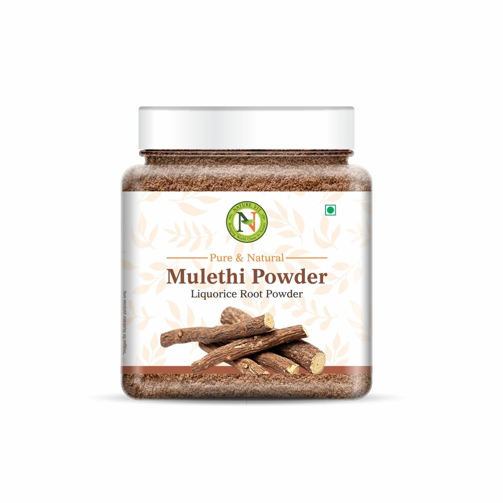 NatureVit Mulethi Powder 100g (Yashtimadhu) | Edible Licorice Powder for Skin Brightening, Hair Care & Digestion | Natural & Preservative-Free