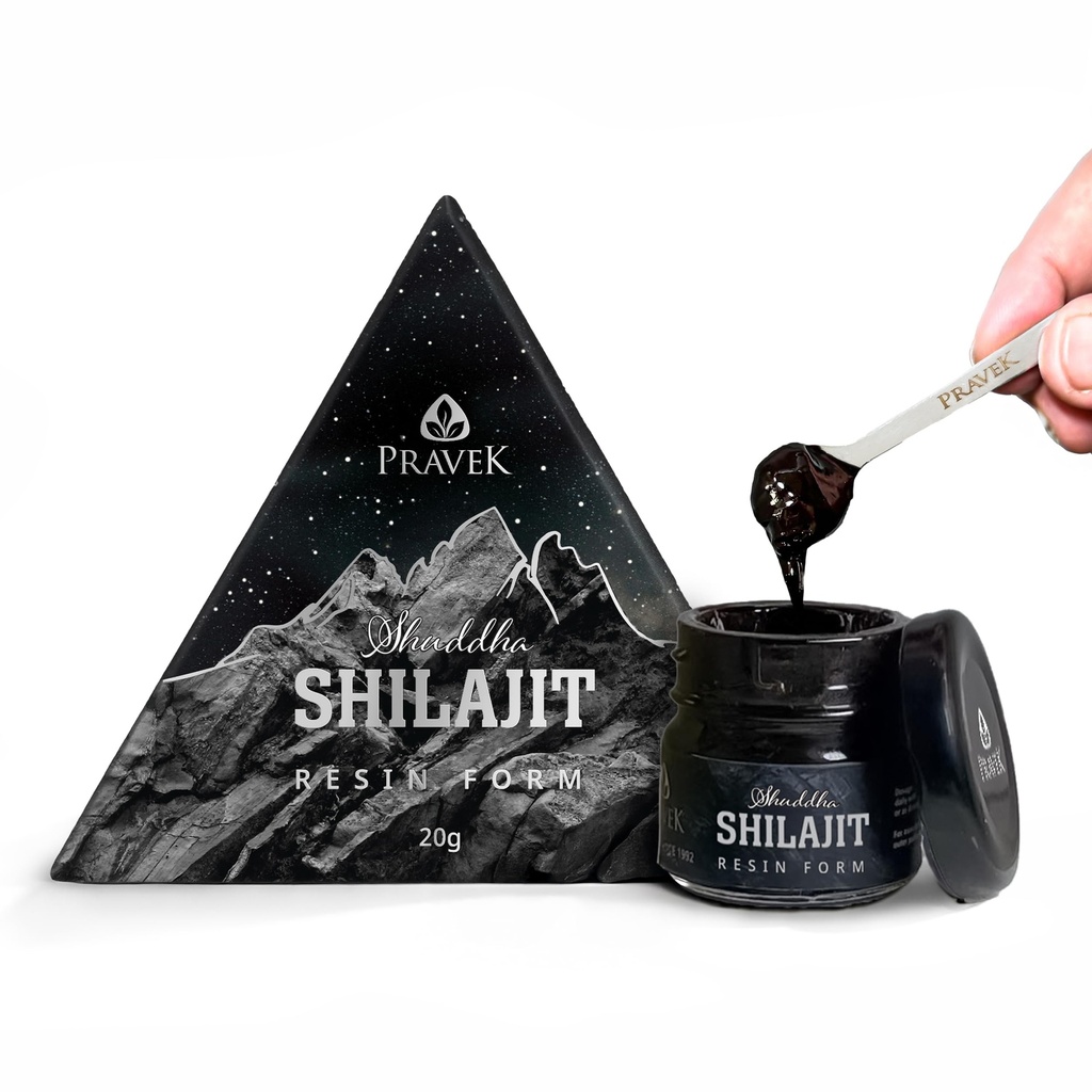 Pravek Shuddha Shilajit/Shilajeet Resin 20g for Men & Women