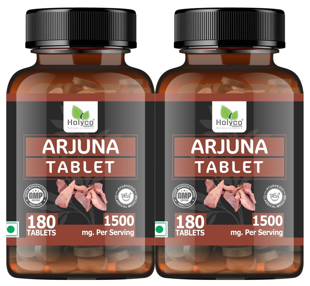 Arjuna Tablet - 180 tablets (Pack of 2) | Known as Terminalia arjuna, White marudah, Koha tablets