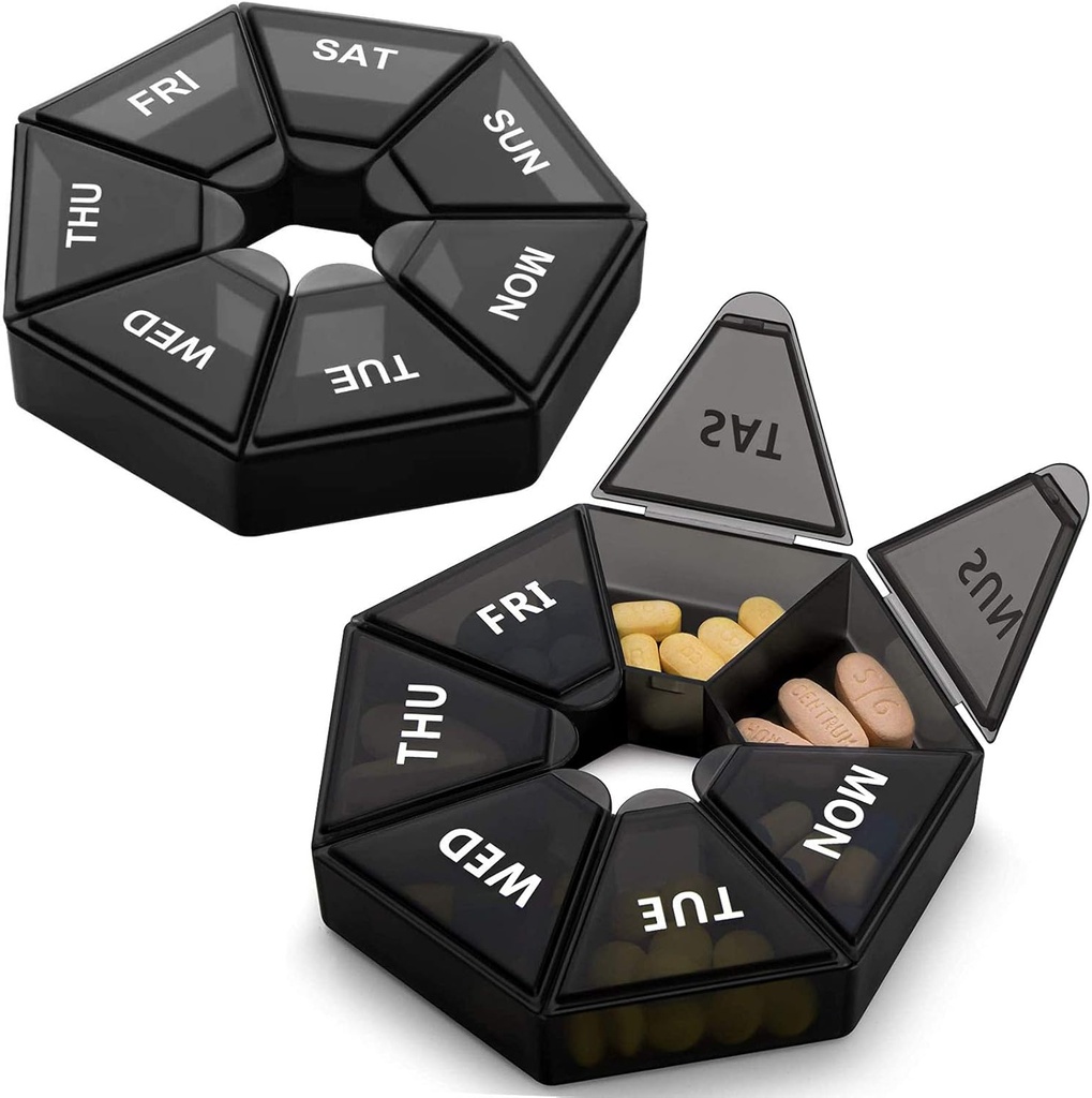 2PCS Týdenní Pill Organizátor Velký 7 den Pill Box Pořadatel Denní medicína Pouzdro pro vitamíny Rybí olejové pilulky doplňky Artritis Friendly