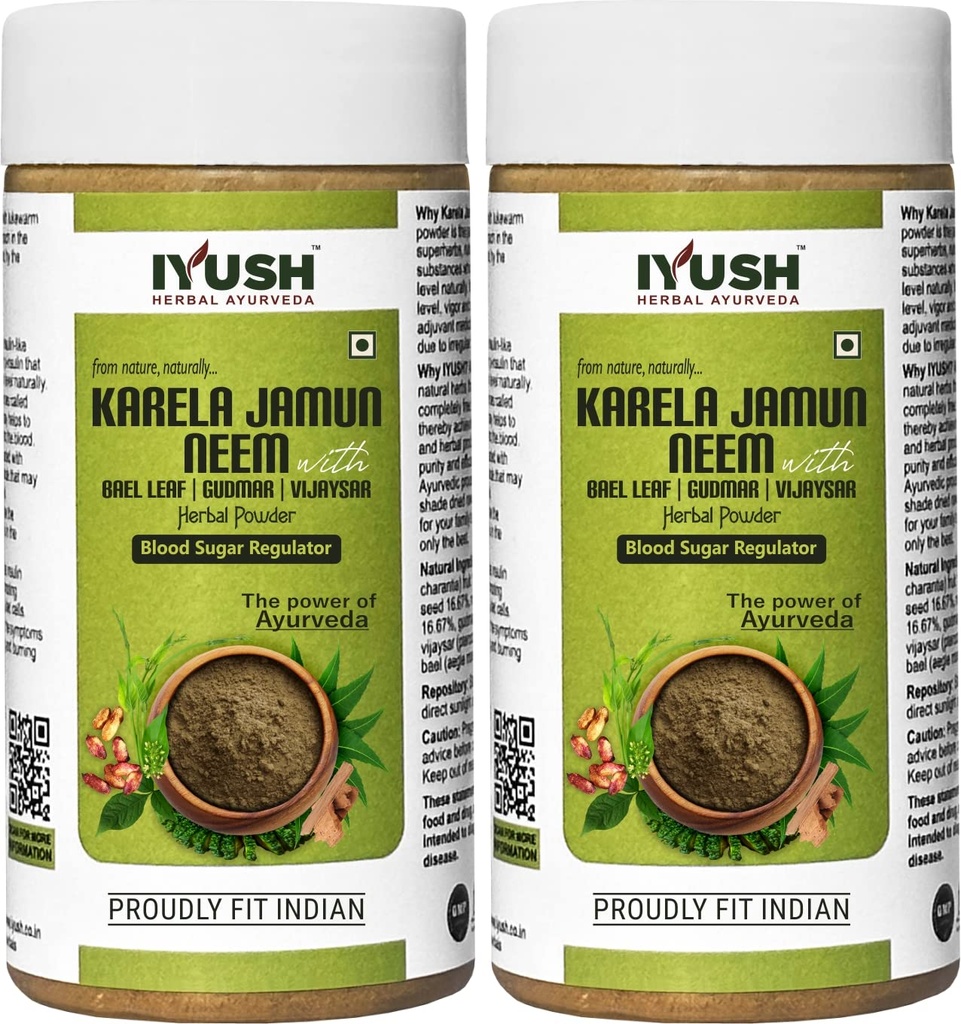IYUSH Herbal Ayurveda karela neem jamun powder - (pack of 2) 100gm each