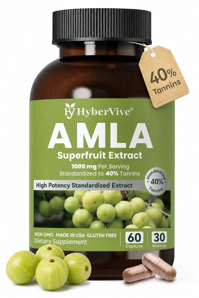 Amla Capsules 1000mg 40% Tannins Standardized Amla Extract