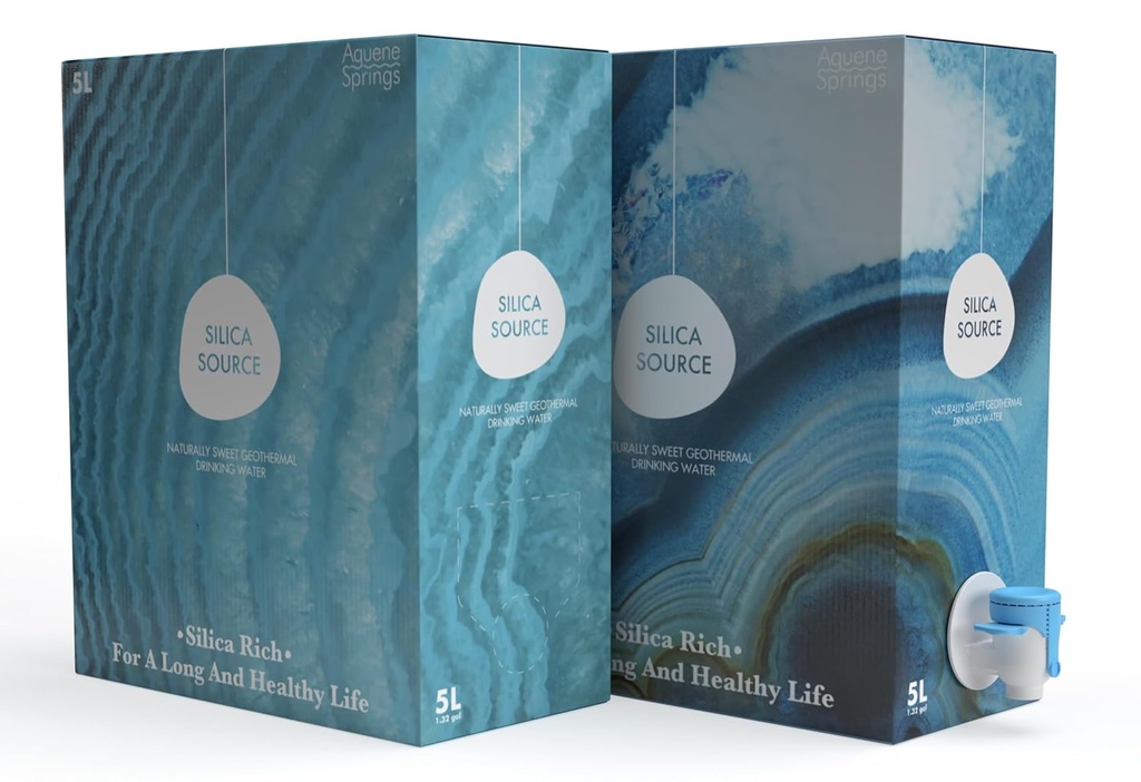 Nước nguồn Aquene Springs Silica, tinh khiết, Silica-Rich water for Daily Hydration, Tất nhiên lọc, Phục hồi, PH 8., khuyến khích sức khỏe tim mạch, giảm đau, và chống trầm cảm