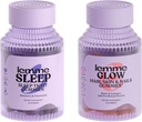 Lemme Sleep & Glow Bundle - Sleep Gummies, a Drug- Free Nighttime Aid & Glow Biotin & Collagen Vlasové gumy pro silné, tlusté vlasy & Reduced Shedding - gluten / želatina zdarma, Non- GMO - 60 Ct. Každý