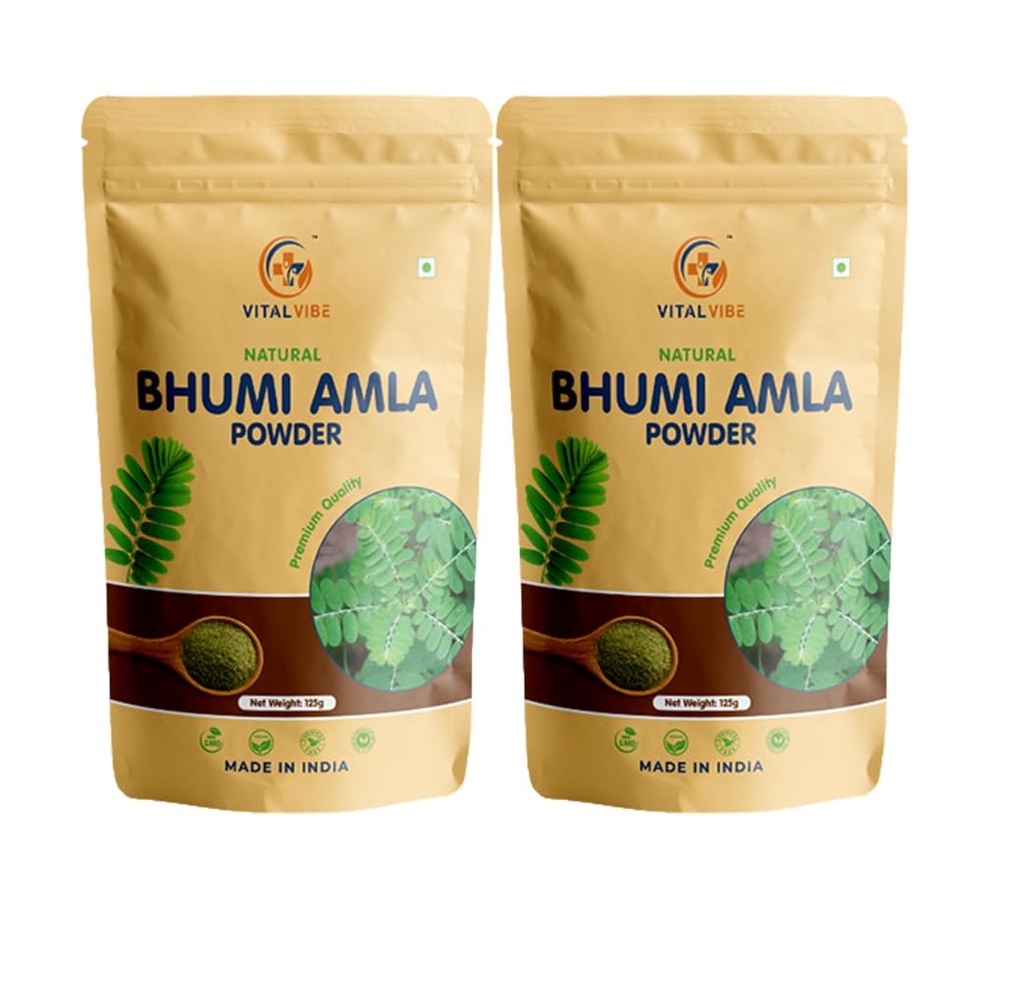 Bhumi Amla Powder | Natural Ayurvedic Herb for Wellness and Daily Nutrition | Pure, Natural and Preservative Free | 125g Pack x Pack of 2