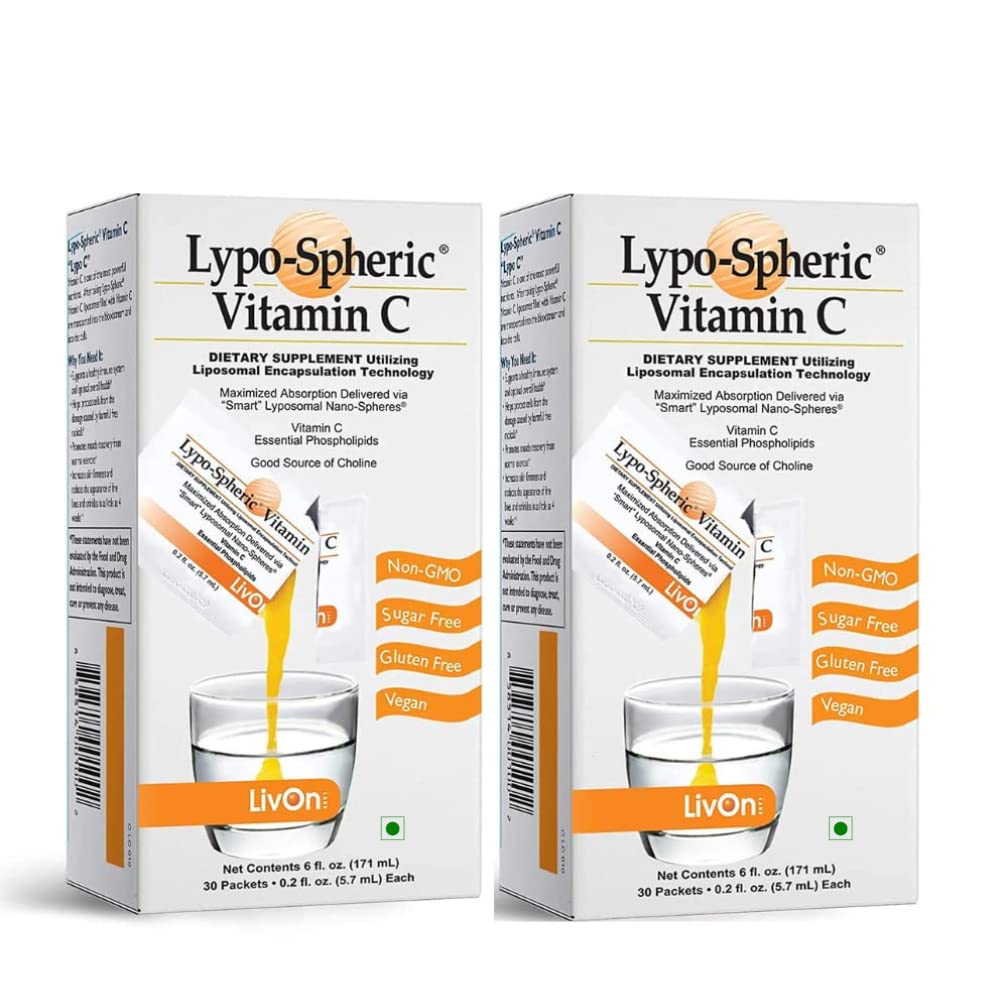 Lypo-Spheric Vitamin C Supplements| Liposomal Encapsulation Technology (Pack of 2) - 60 Packets