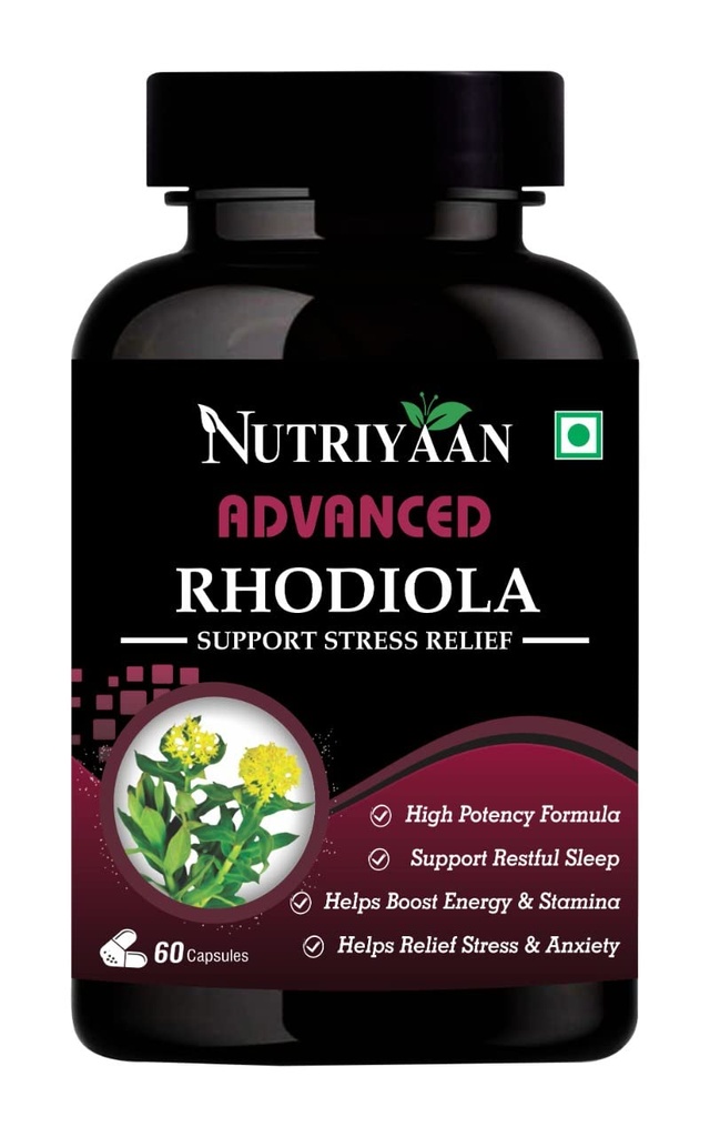 Rhodiola Rosea Root Extract 500mg | Non-GMO, Gluten Free Supplement | 60 Capsules
