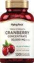Piping Rock Cranberry Pills , 30,000 mg , 120 Capsules , supplement for Women ' Men , Triple Strength Concentrate Extract Plus Vitamin C, Non-GMO, Gluten Free