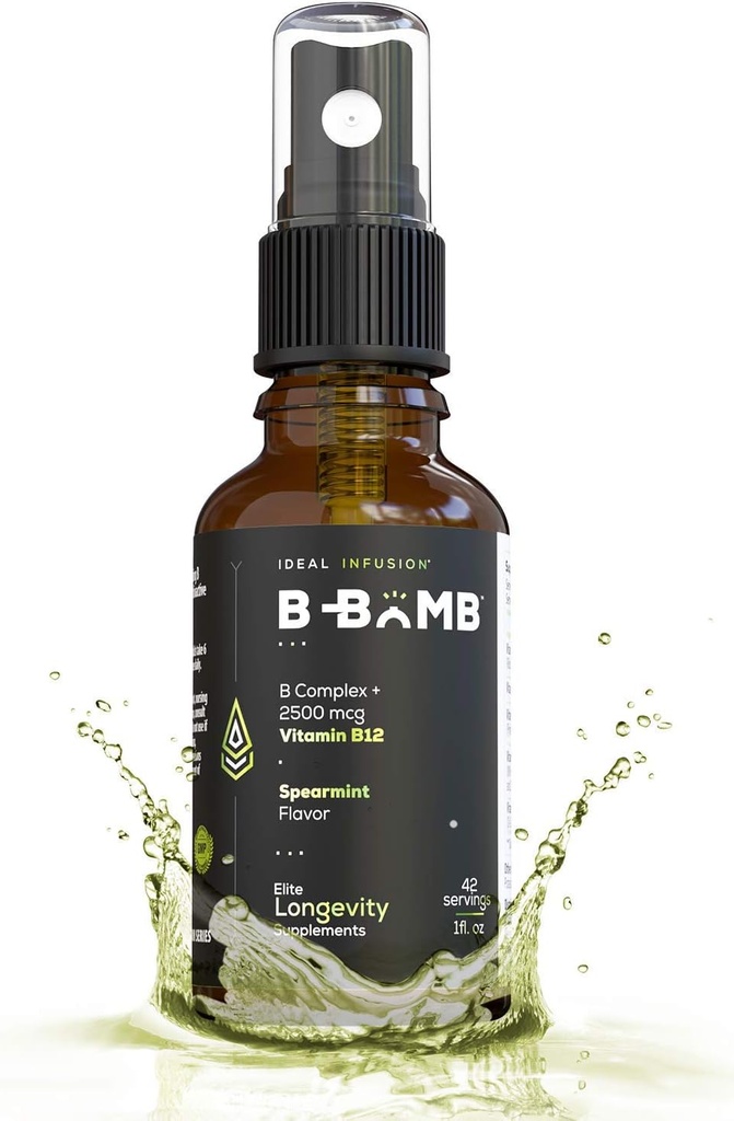 B-Bomb Vitamin B12 + B Kompleksi: Adenosylcobalamin ile Mesel Tearmint Flavor Vegan, Organik Spearmint Flavor