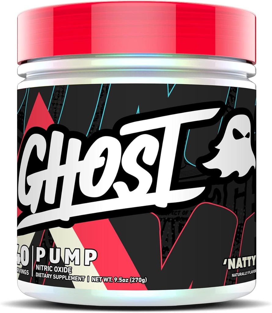 GHOST Pump Nitric Oxide Powder, Natty - 40 Servings - Sugar & Stim- Free Pre- Edzés kiegészítők - L- Citrullin, Arginine Nitrate & L- Glutation - Soy & Gluten- Free, Vegan